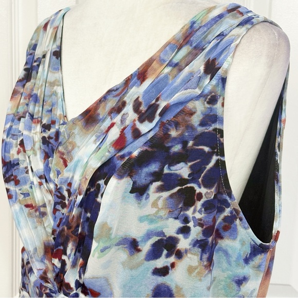 Simply Vera Wang Blue Multi Print Fairy Handkerchief Hem Midi Dress 0X - Picture 7 of 16
